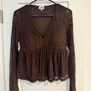 Cropped Brown Peplum Top